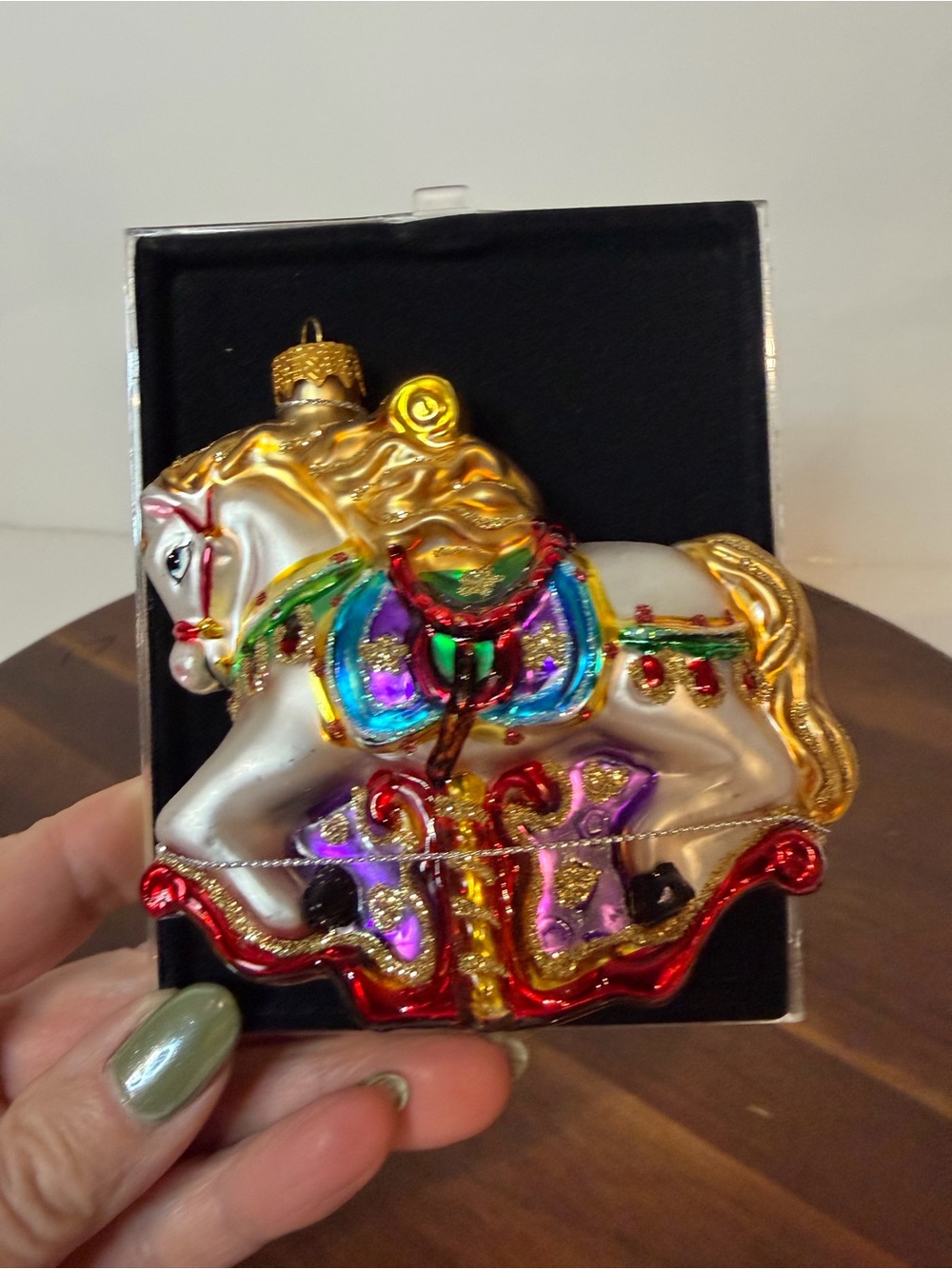Unique Treasures Hand Crafted Glass Carousel Horse Christmas Ornament